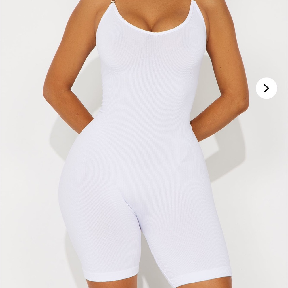 White Ribbed Women's Bodysuit